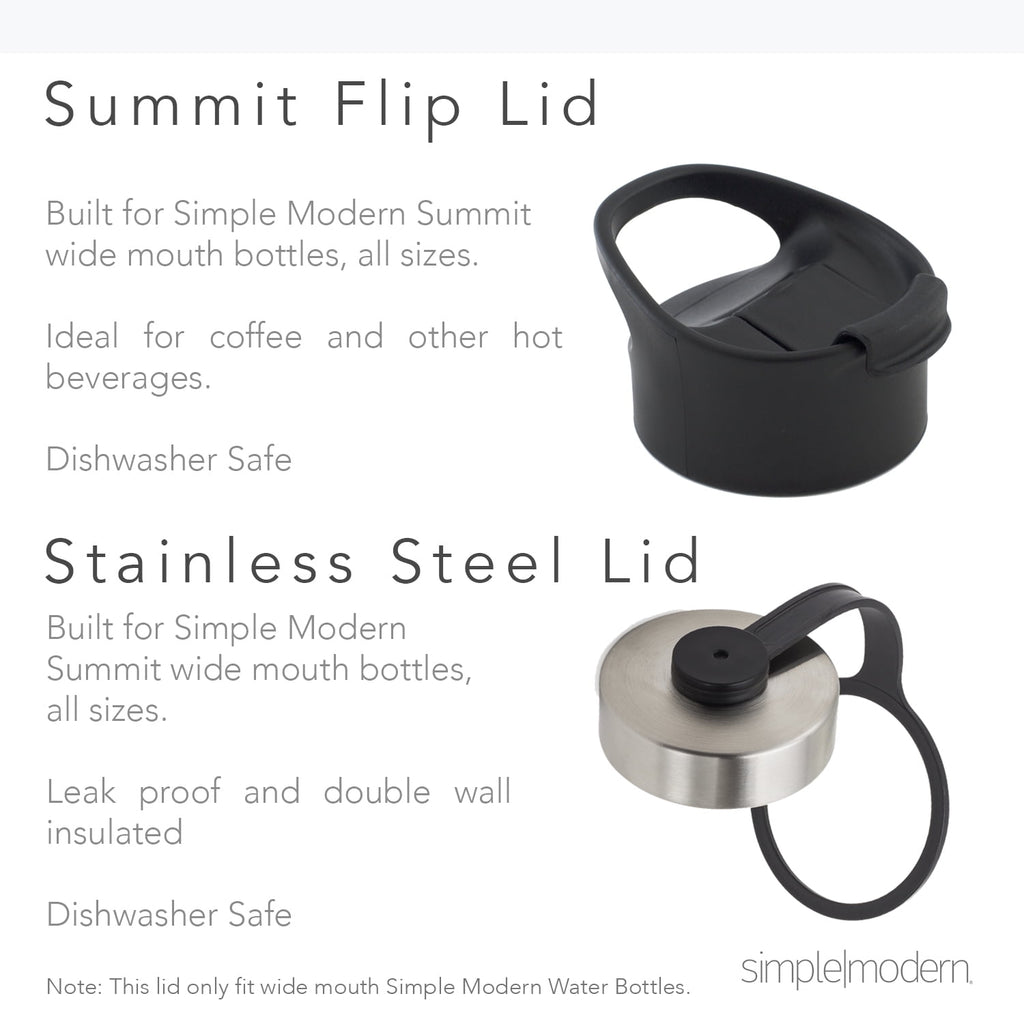 Simple Modern Summit 18 oz Silver and Black Double Wall Vacuum Insulated Stainless Steel Water Bottle with Wide Mouth and Flip-Top Lid C416U