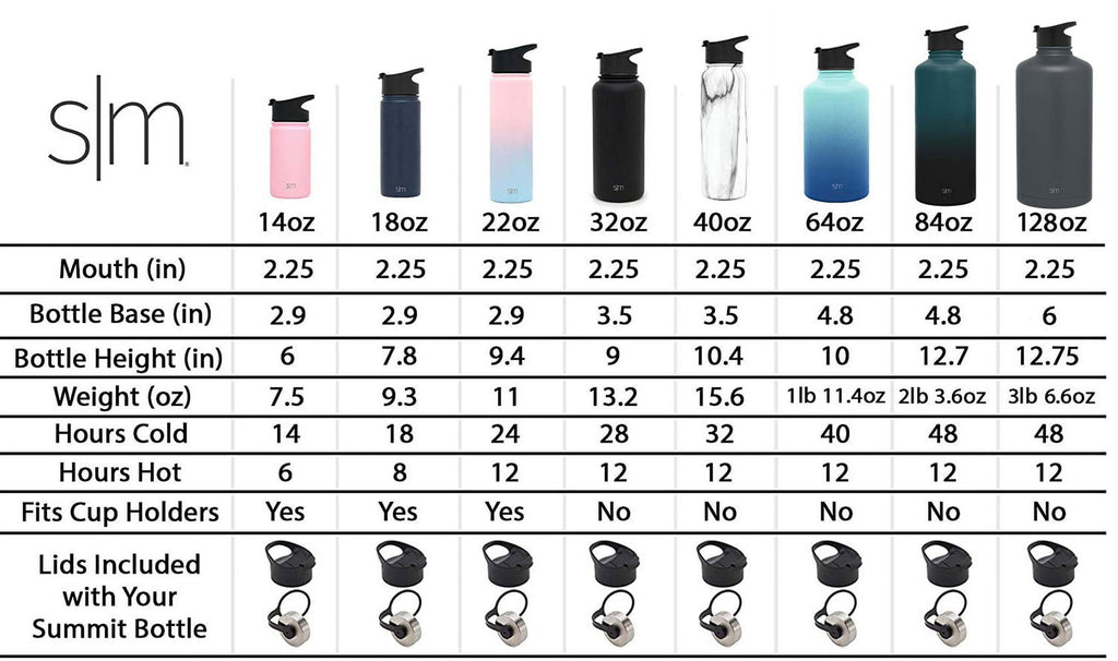 Simple Modern Summit 18 oz Silver and Black Double Wall Vacuum Insulated Stainless Steel Water Bottle with Wide Mouth and Flip-Top Lid C416U