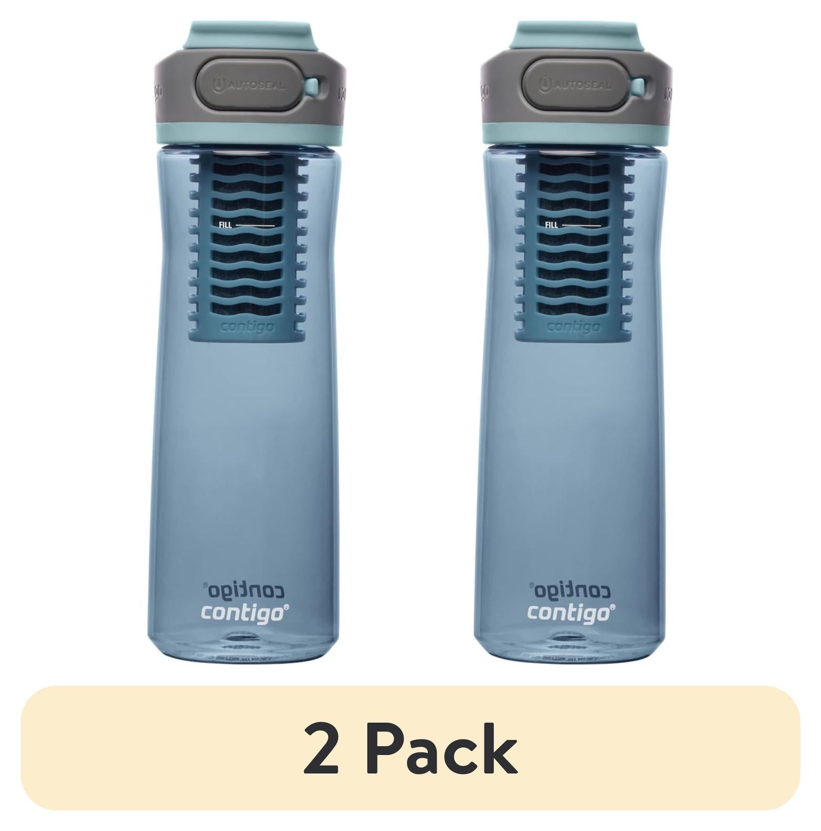 (2 pack) Contigo Clybourn Plastic FreeFlow Filter Water Bottle with AUTOSEAL Lid 24 oz., Dark Ice, with Replacable Filter C062X