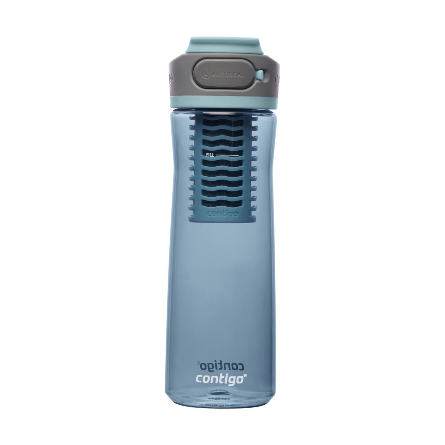 (2 pack) Contigo Clybourn Plastic FreeFlow Filter Water Bottle with AUTOSEAL Lid 24 oz., Dark Ice, with Replacable Filter C062X