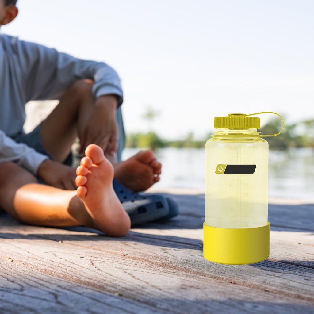 Linkidea 2 Pack Water Bottle Boot Compatible with Nalgene Sustain Wide Mouth 32oz/48oz, Narrow Mouth 32oz, Silicone Anti-Slip Bottle Bottom Bumper Protector (Yellow) C221Q