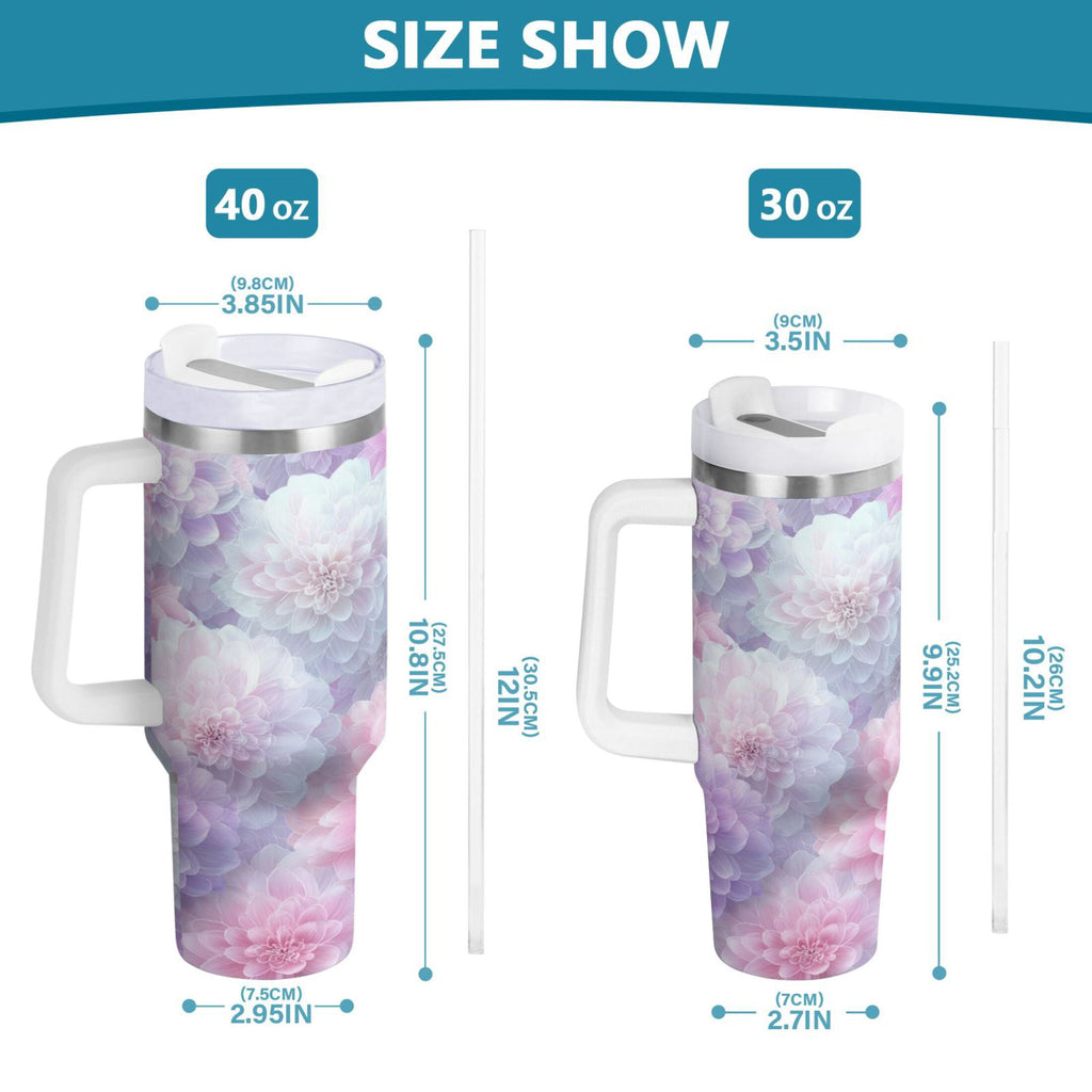 30 oz Insulated Stainless Steel Tumbler Double Wall Stainless Steel Tumbler with 2-Way Drinking Cute Pastel Watercolor Floral C578E