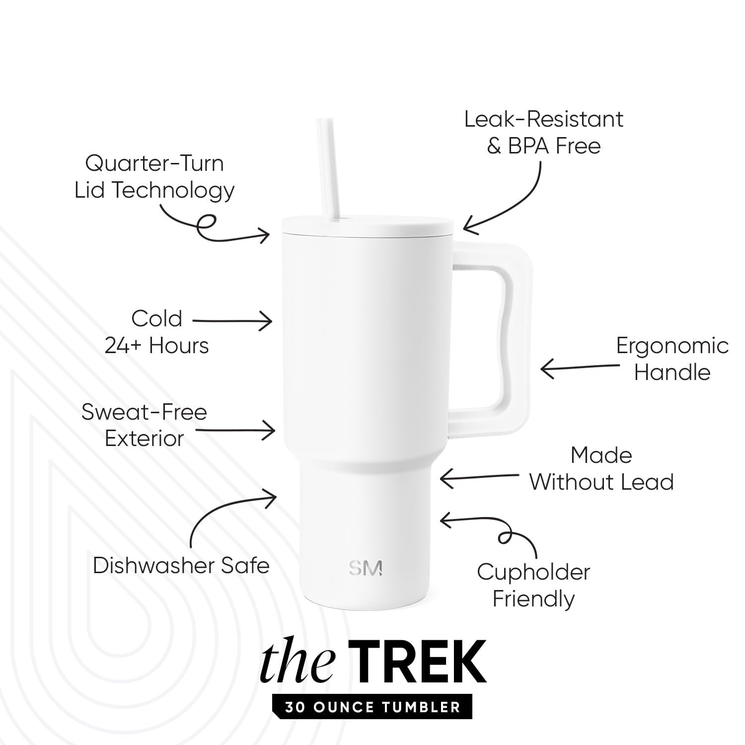 Simple Modern 30 fl oz Insulated Stainless Steel Trek Tumbler with Straw Lid | Seaglass Sage and Cream Checkmate C690P