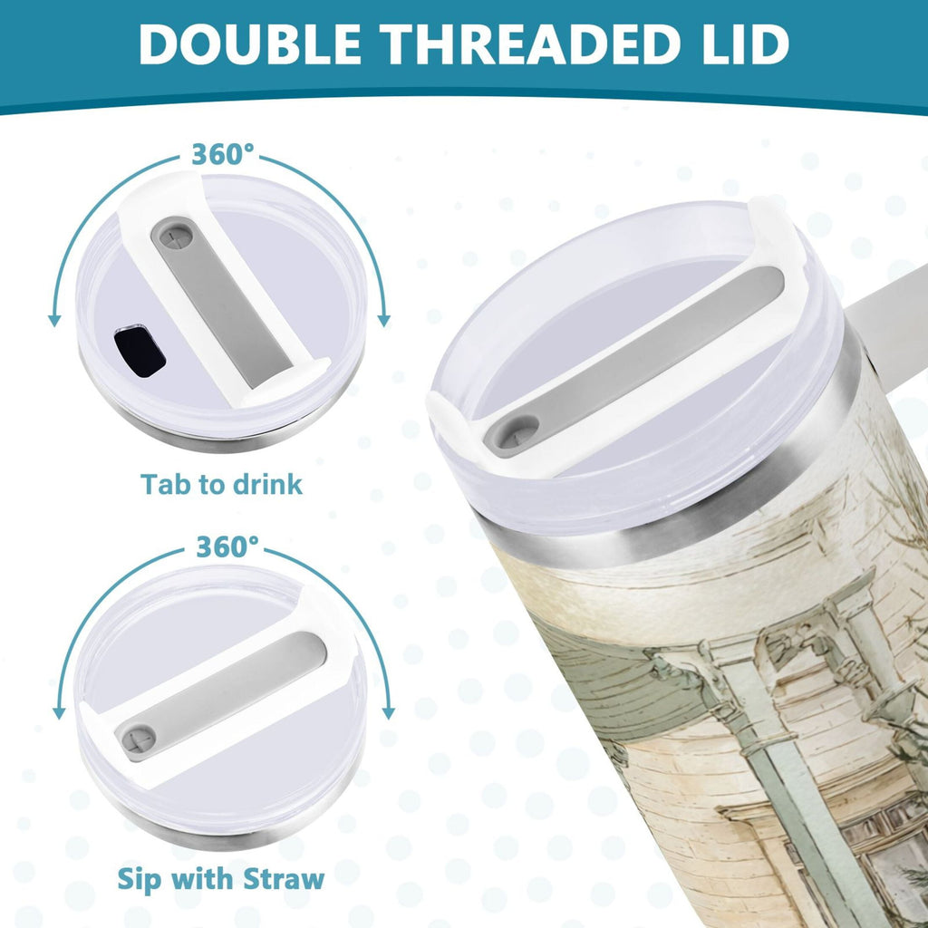 30 oz Insulated Stainless Steel Tumbler Double Wall Stainless Steel Tumbler with 2-Way Drinking Charming Christmas Doorway C670K