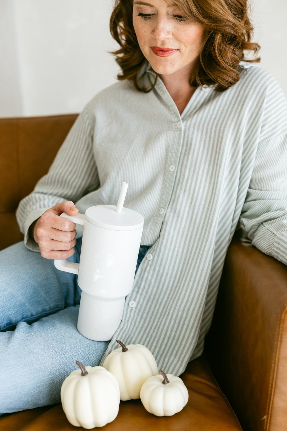 Simple Modern 30 fl oz Insulated Stainless Steel Trek Tumbler with Straw Lid | Seaglass Sage and Cream Checkmate C690P
