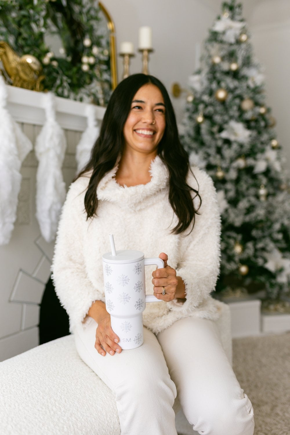 Simple Modern 30 fl oz Insulated Stainless Steel Trek Tumbler with Straw Lid | Seaglass Sage and Cream Checkmate C690P