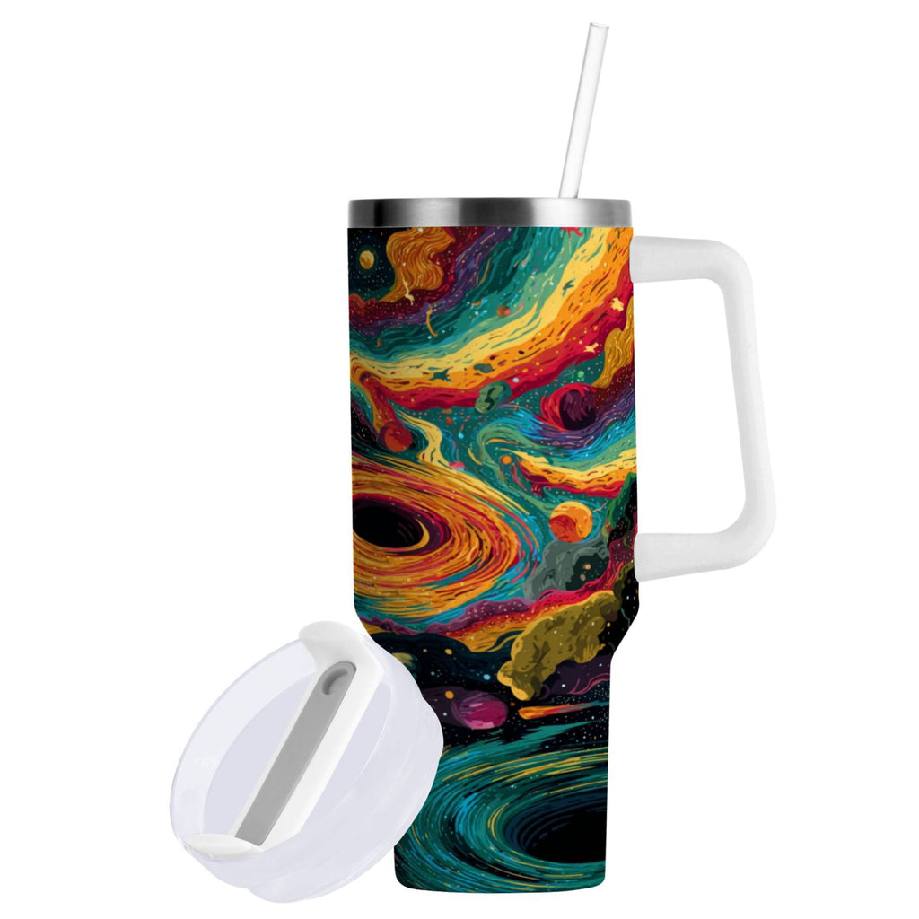 40 oz Insulated Stainless Steel Tumbler Double Wall Stainless Steel Tumbler with 2-Way Drinking Swirling Galaxy C496T