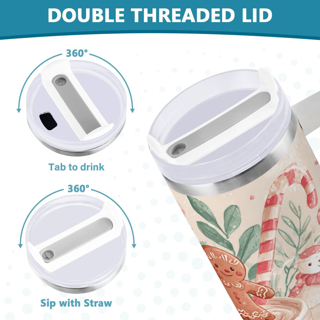 30 oz Insulated Stainless Steel Tumbler Double Wall Stainless Steel Tumbler with 2-Way Drinking Cute Christmas Design C600G