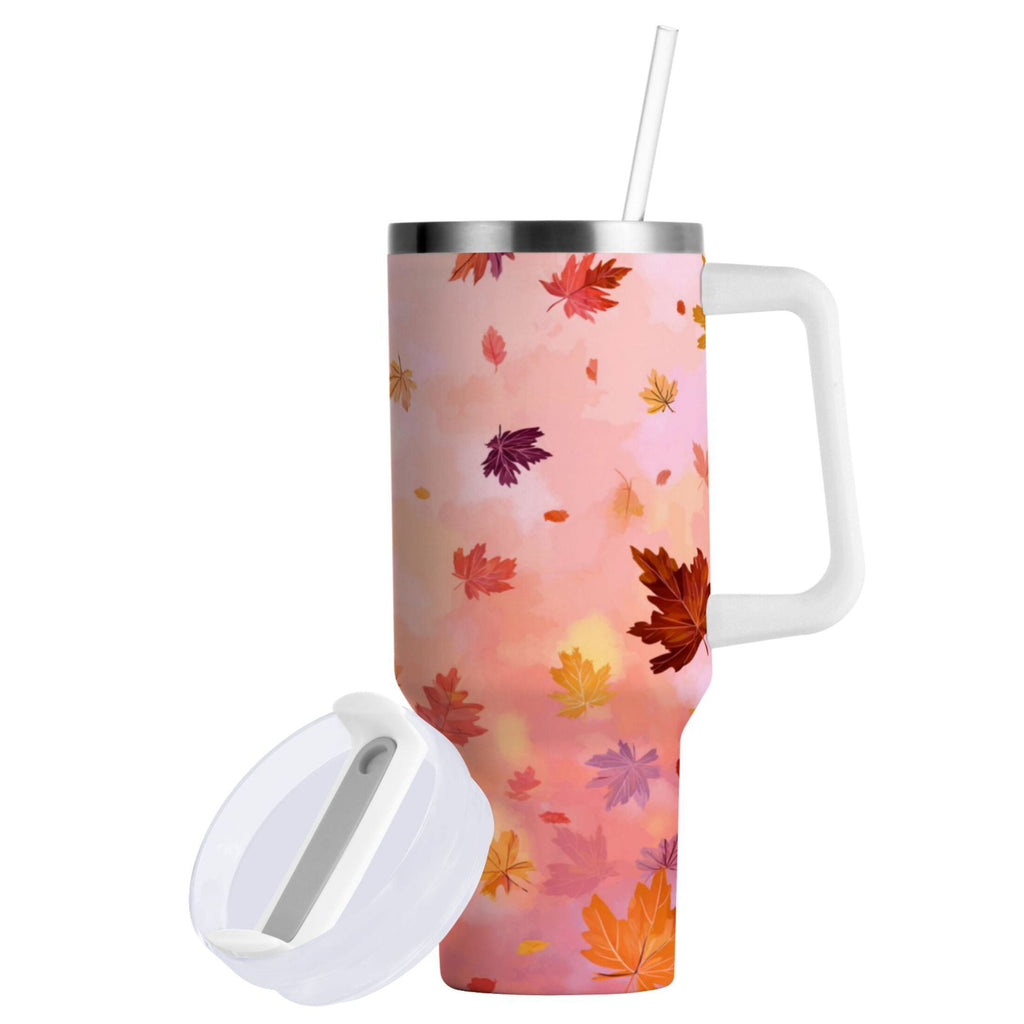 30 oz Insulated Stainless Steel Tumbler Double Wall Stainless Steel Tumbler with 2-Way Drinking Autumn Leaves Falling C588D