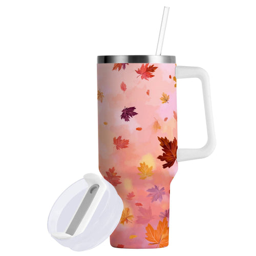 30 oz Insulated Stainless Steel Tumbler Double Wall Stainless Steel Tumbler with 2-Way Drinking Autumn Leaves Falling C588D