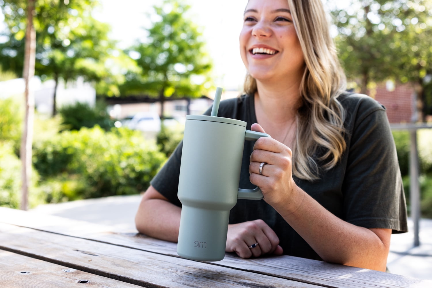 Simple Modern 30 fl oz Insulated Stainless Steel Trek Tumbler with Straw Lid | Seaglass Sage and Cream Checkmate C690P