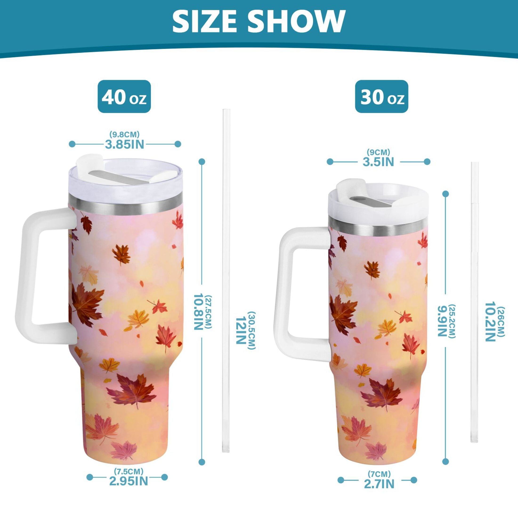 30 oz Insulated Stainless Steel Tumbler Double Wall Stainless Steel Tumbler with 2-Way Drinking Autumn Leaves Falling C588D