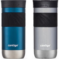 Contigo SNAPSEAL Insulated Stainless Steel Travel Mug with Grip, 16 oz, Blueberry Transparent Satin &amp; Gold Morel, 2-Pack C021C