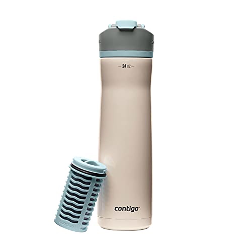 Contigo Clybourn Chill Stainless Steel FreeFlow Filter Water Bottle with AUTOSEAL, 24oz Salt C107W