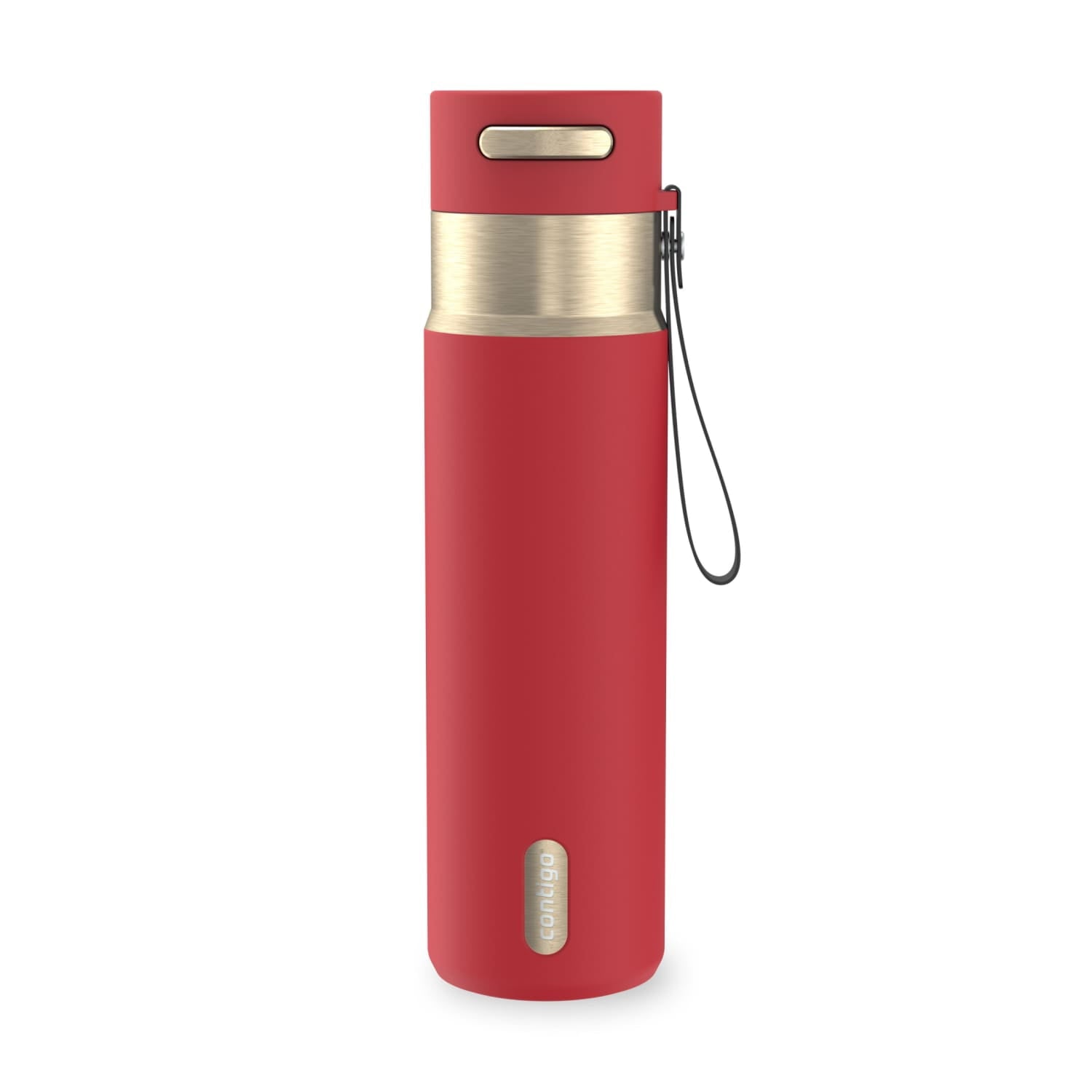 Contigo AutoSeal Leakproof Stainless Steel Reusable Water Bottle Tumbler with Carrying Strap, Cream/Champagne, 24 oz C019L