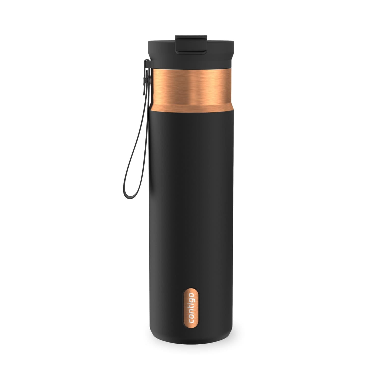 Contigo DualSip Leakproof Stainless Steel Reusable Water Bottle Tumbler with Carrying Strap, Cream/Champagne, 24 oz C011S