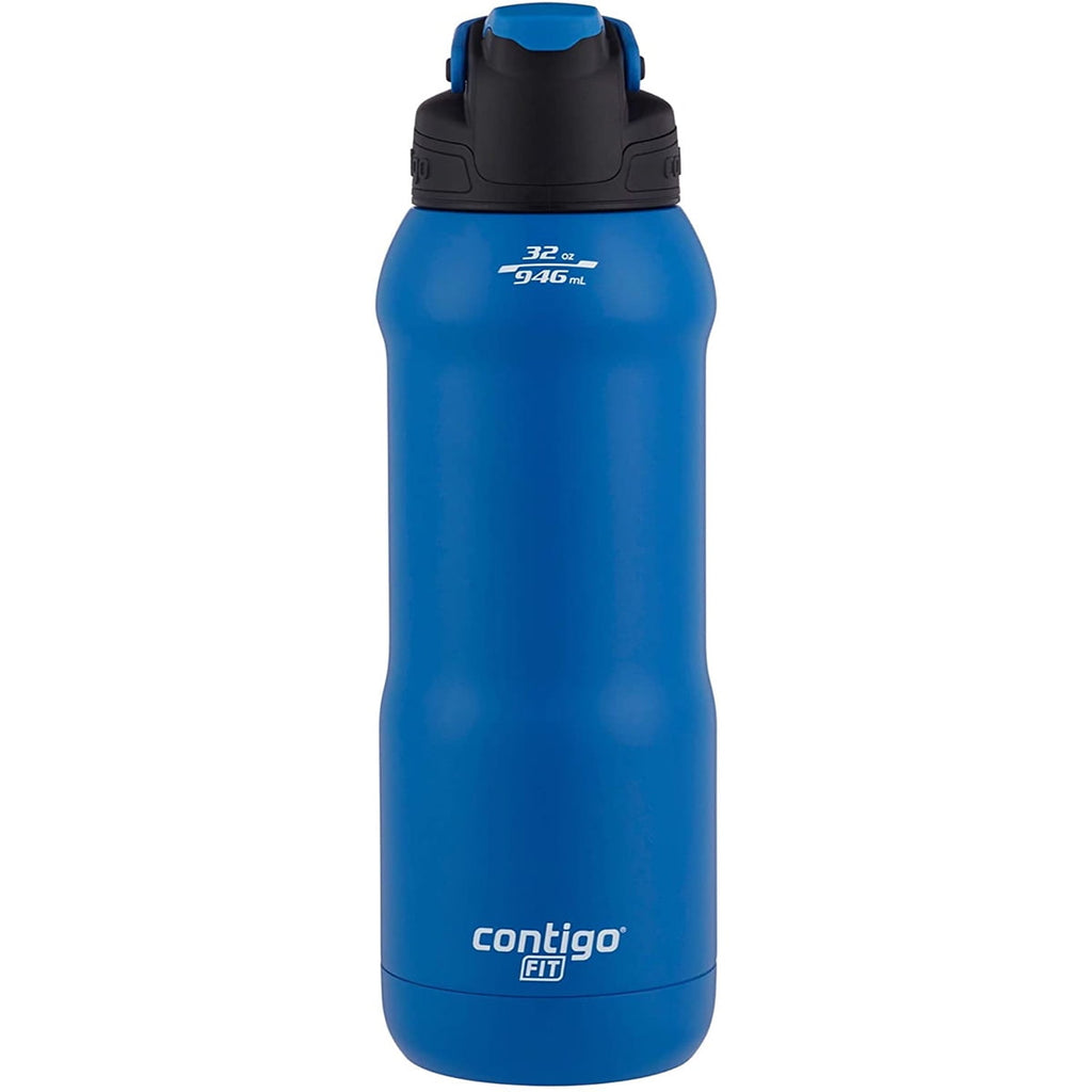 Contigo Fit Stainless Steel AUTOSPOUT Water Bottle with Straw, Blue Amp, 32 fl oz. C105H