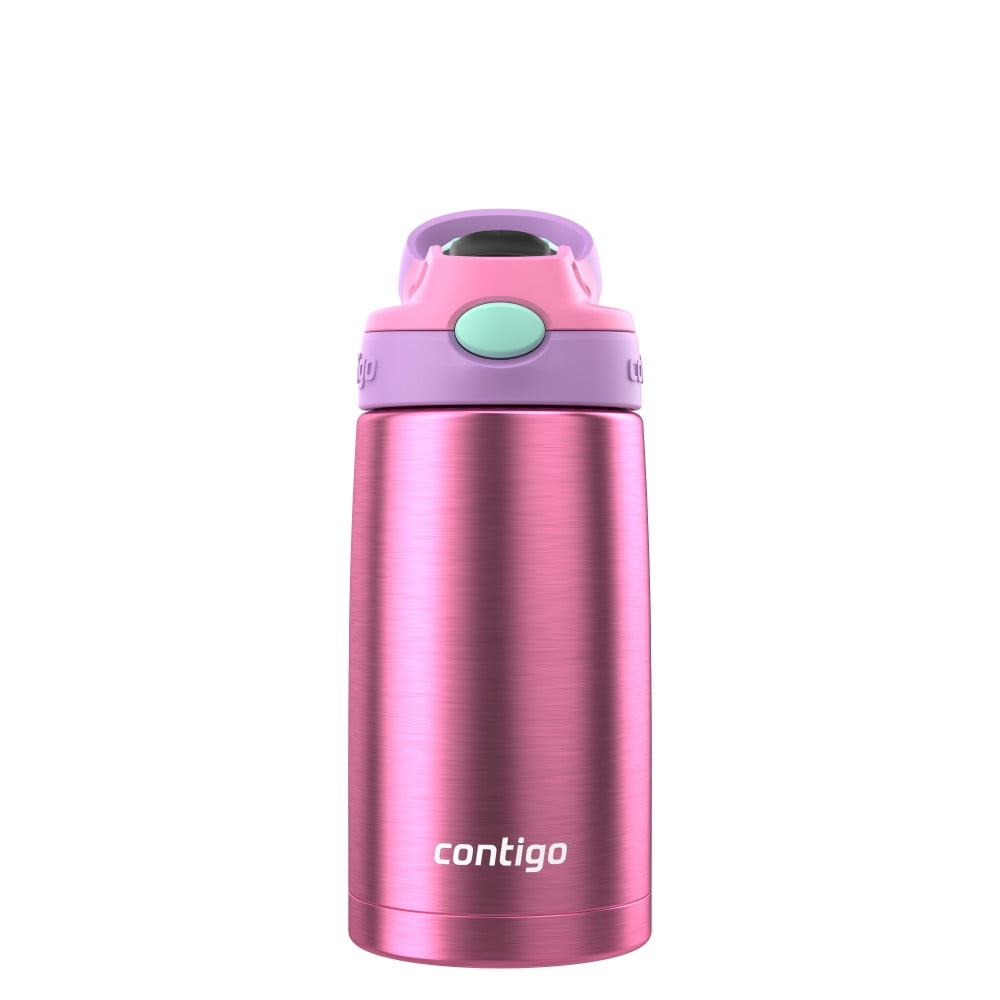 Contigo Kid's 13 oz. AutoSpout Straw Water Bottle - Stainless Steel/Azalea/Pansy C114E