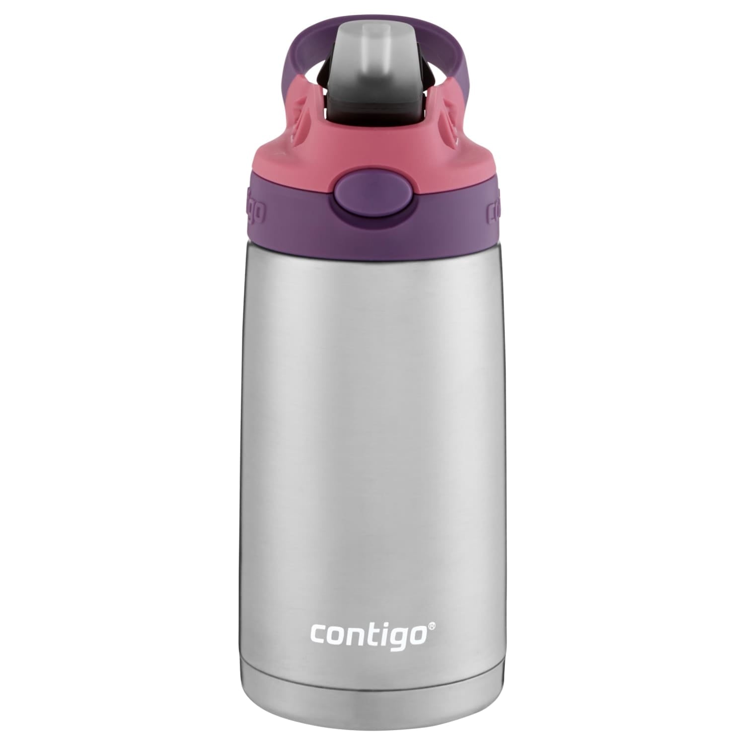 Contigo Kids Stainless Steel Water Bottle with Redesigned AUTOSPOUT Straw Lid Eggplant and Punch, 13 fl oz. C116K