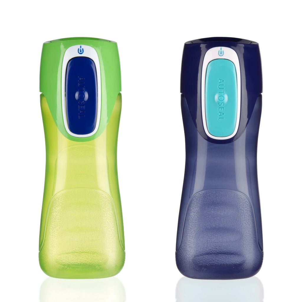 Contigo Kids Trekker Water Bottle with AUTOSEAL Lid Navy Blue and Granny Smith Green, 14 fl oz., 2-pack C123L
