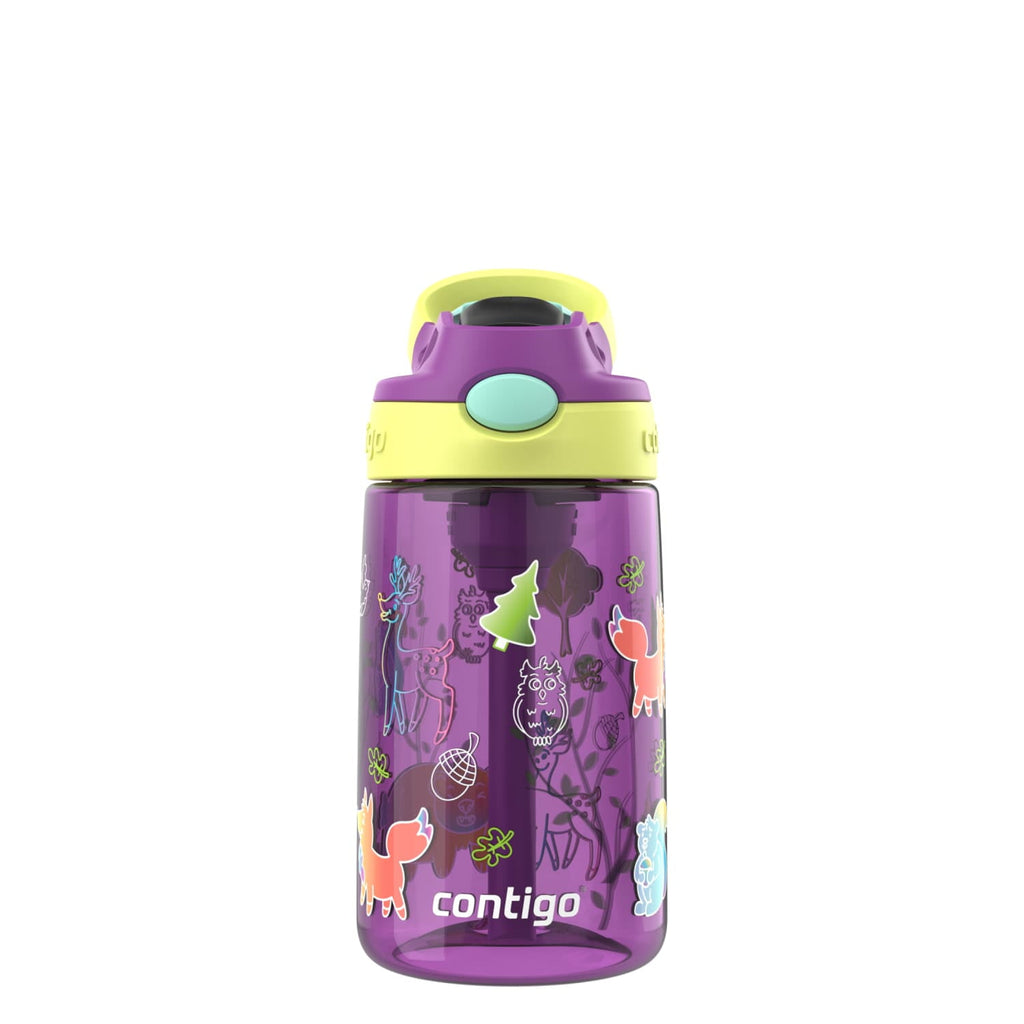 Contigo Kids Water Bottle with Redesigned AUTOSPOUT Straw, 14 oz, Grape Forest Haven C003F