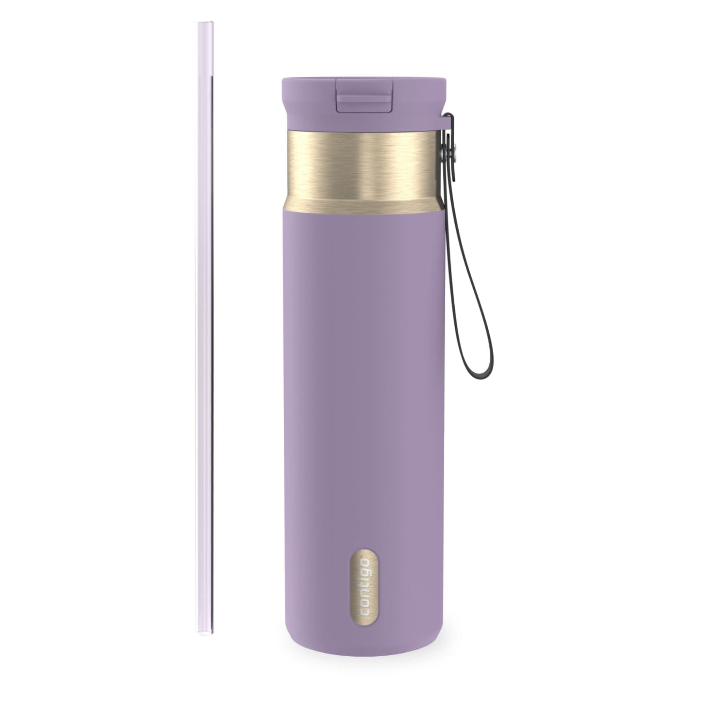 Contigo SnapSeal Leakproof Stainless Steel Reusable Water Bottle with Carrying Strap, Dark Blue/Bronze, 24 oz C024V