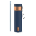 Contigo SnapSeal Leakproof Stainless Steel Reusable Water Bottle with Carrying Strap, Dark Blue/Bronze, 24 oz C024V