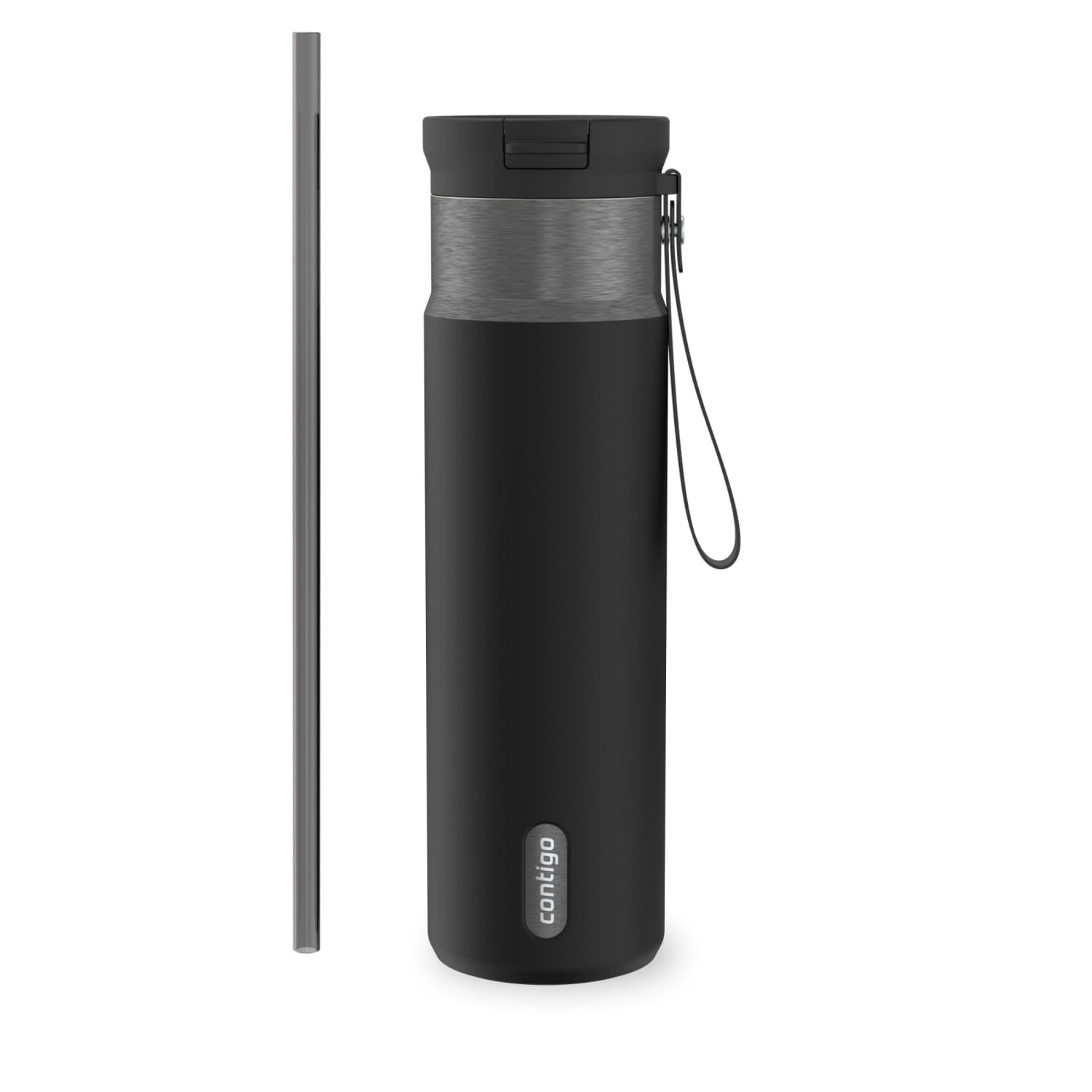 Contigo SnapSeal Leakproof Stainless Steel Reusable Water Bottle with Carrying Strap, Dark Blue/Bronze, 24 oz C024V
