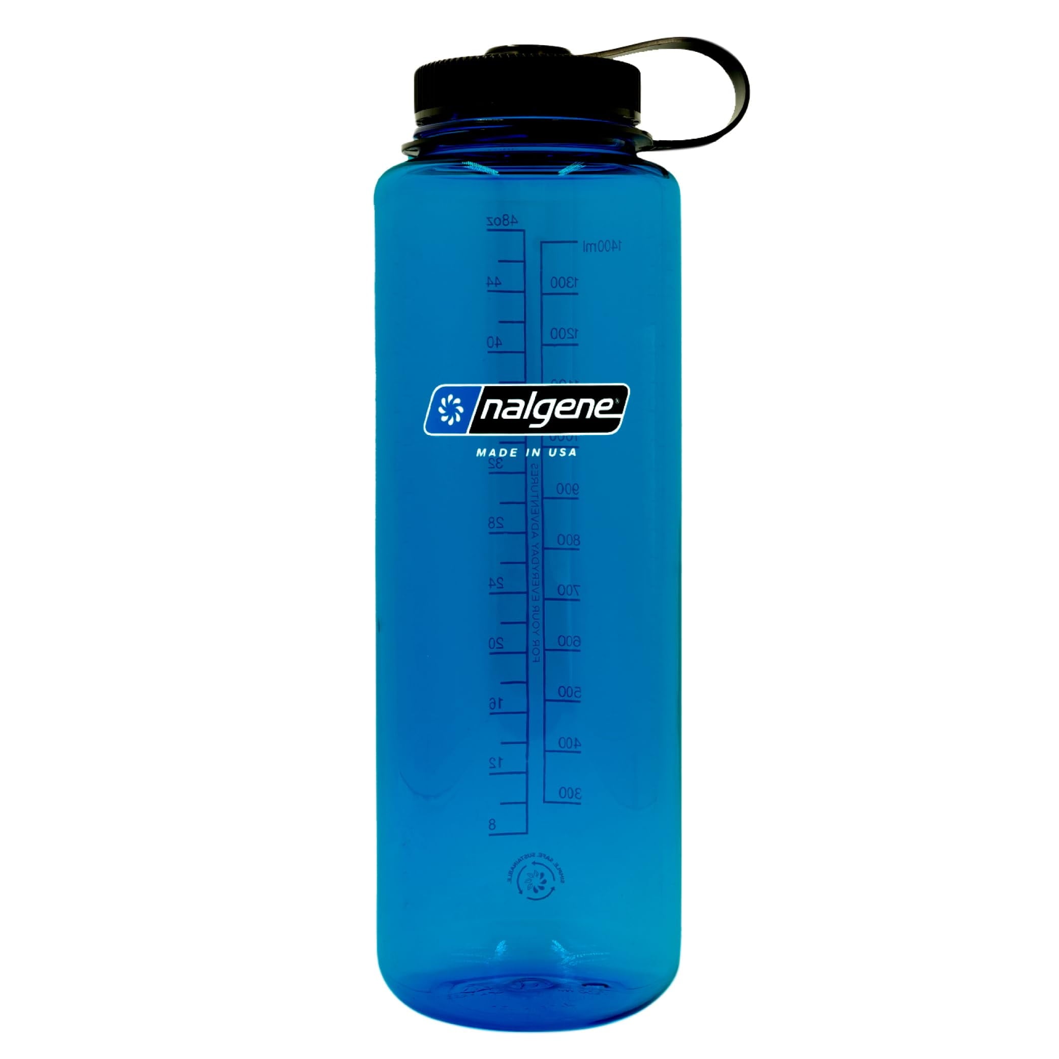 Nalgene Sustain Tritan BPA-Free Water Bottle Made with Material Derived from 50% Plastic Waste (using ISCC certified mass balance), 48 OZ, Wide Mouth, Blue C147M