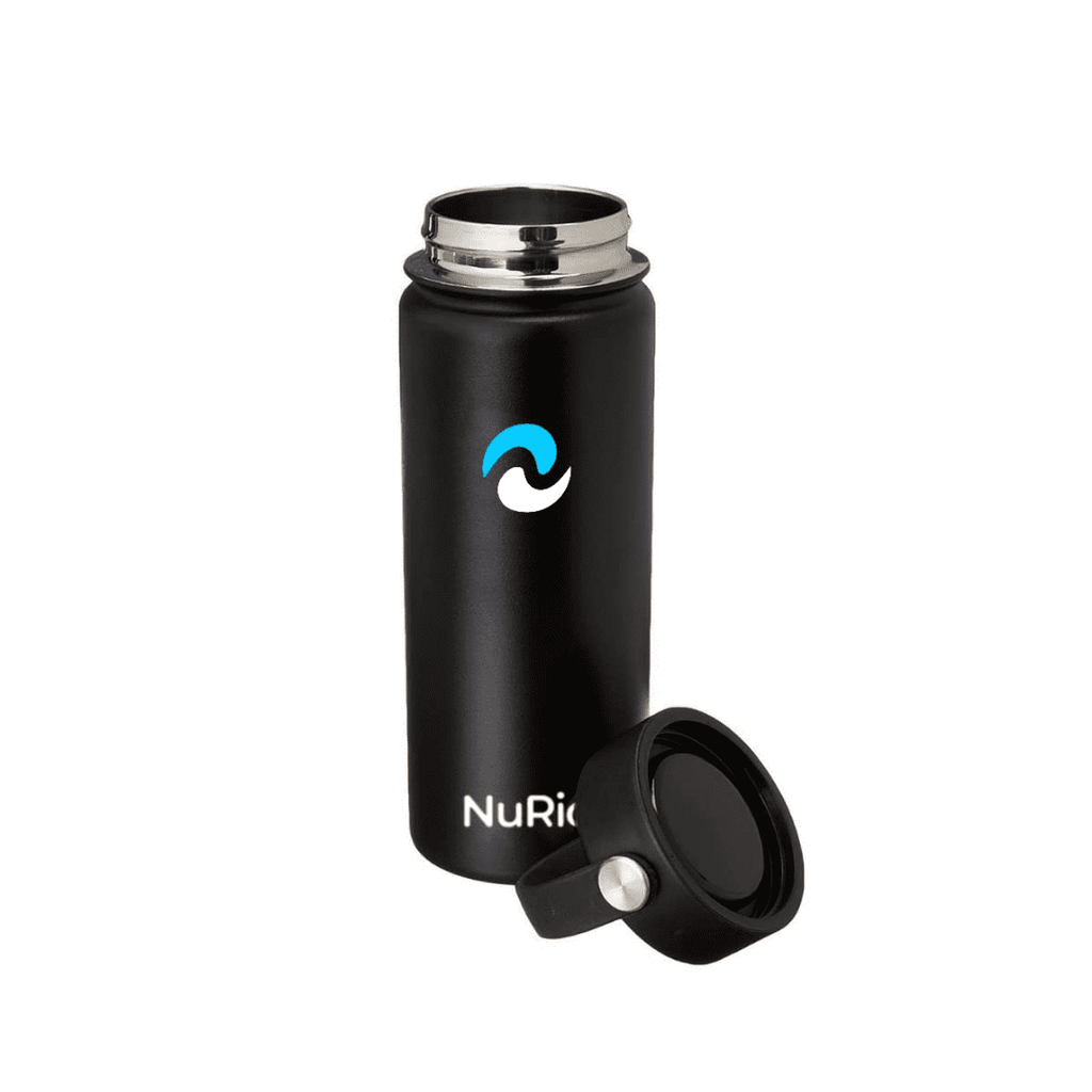 NuRich Sports Water Bottle - 18 Oz, Vacuum Insulated Stainless Steel, Modern Double Walled, Simple Thermo Modern Mug, Hydro Metal Canteen Flask Wide Mouth with Sweat Proof Design for Cold &amp; Hot Temp C684B