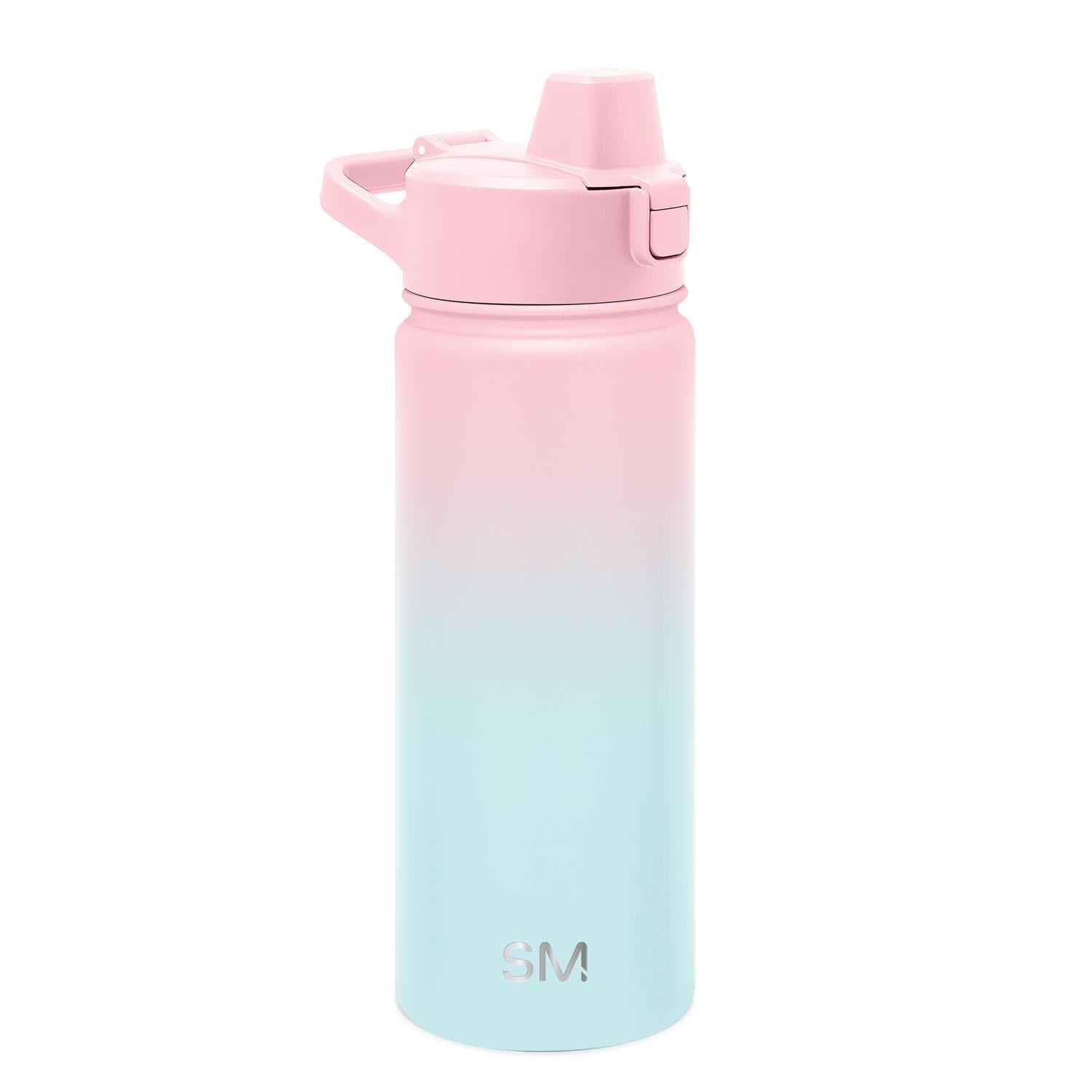 Simple Modern 18 fl oz Insulated Stainless Steel Summit Water Bottle with Covered Silicone Straw Lid | Sweet Taffy C395T