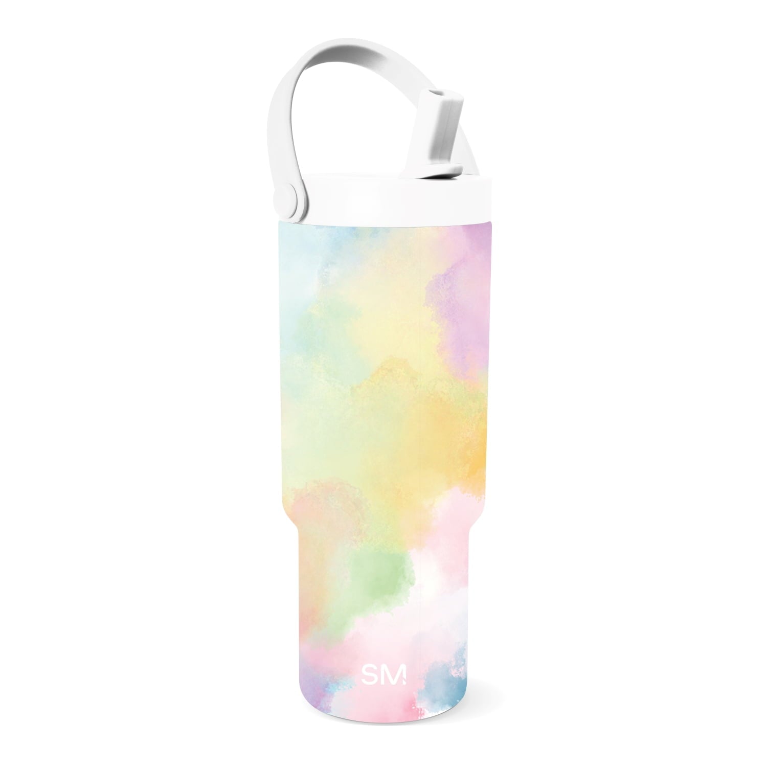 Simple Modern 24 fl oz Insulated Stainless Steel Trek Pivot Tumbler with Straw Lid and Top Handle|Cotton Candy Tie Dye C407Z