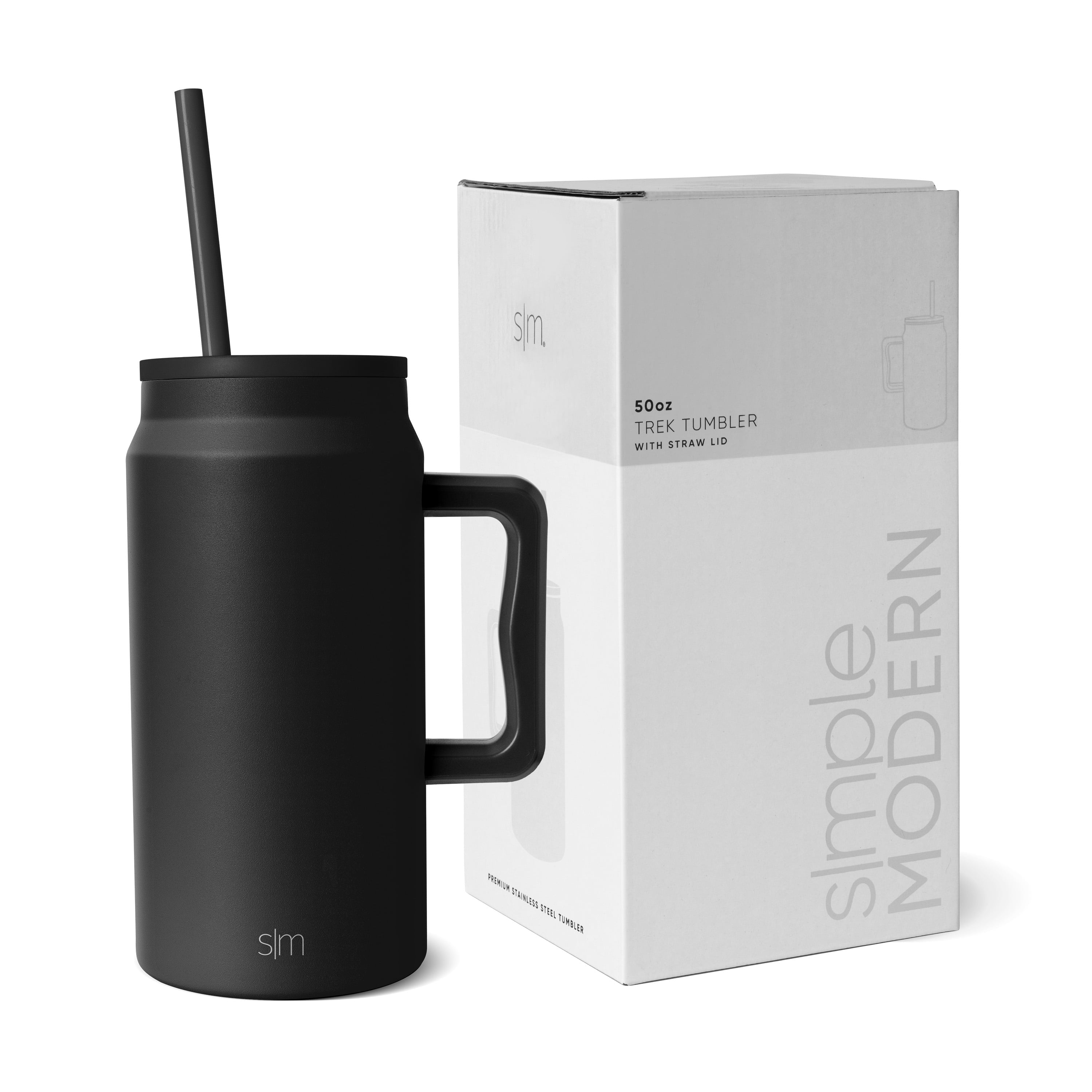 Simple Modern 50 fl oz Insulated Stainless Steel Trek Tumbler with Straw Lid | Midnight Black C406D
