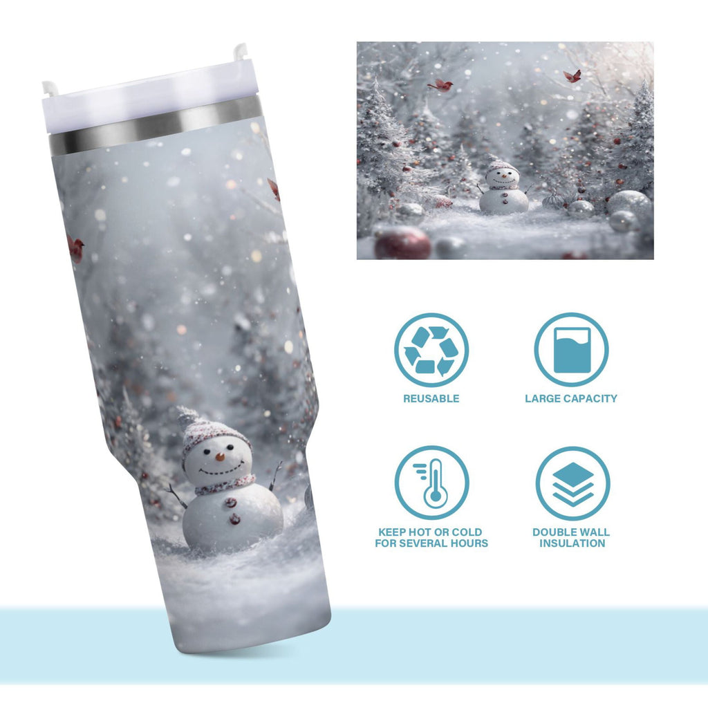 30 oz Insulated Stainless Steel Tumbler Double Wall Stainless Steel Tumbler with 2-Way Drinking Snowy Winter Landscape C557K