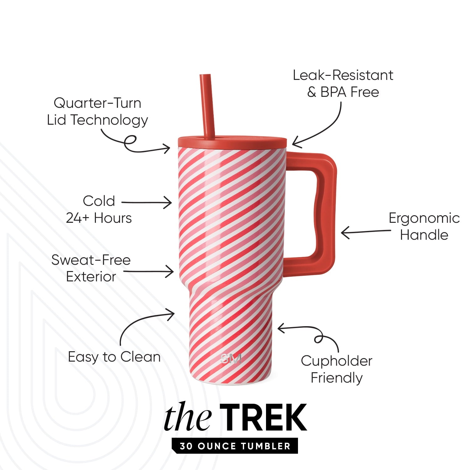 Simple Modern 30 fl oz Insulated Stainless Steel Trek Tumbler with Straw Lid | Seaglass Sage and Cream Checkmate C690P