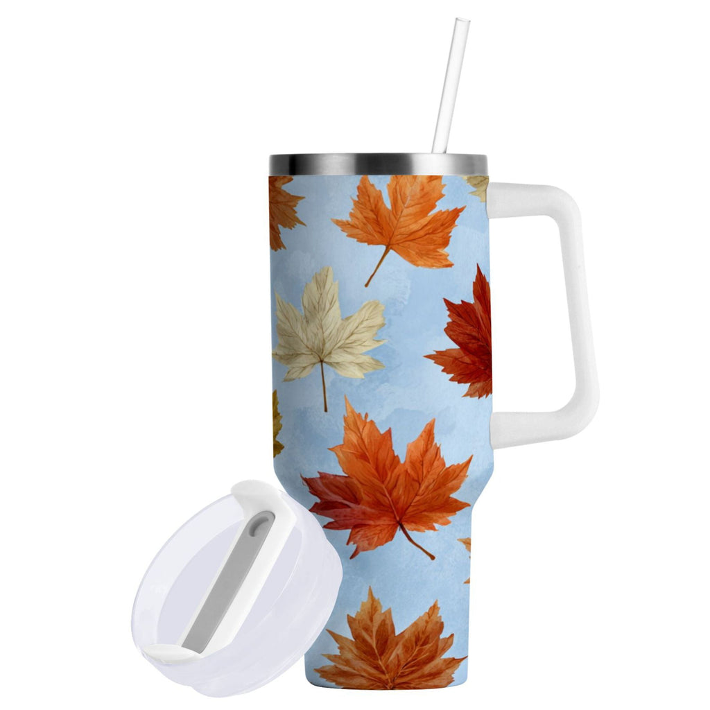 30 oz Insulated Stainless Steel Tumbler Double Wall Stainless Steel Tumbler with 2-Way Drinking Autumn Maple Leaves C641A