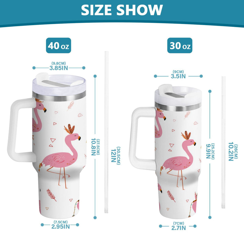 40 oz Insulated Stainless Steel Tumbler Double Wall Stainless Steel Tumbler with 2-Way Drinking Cute Pink Flamingo Pattern C515U