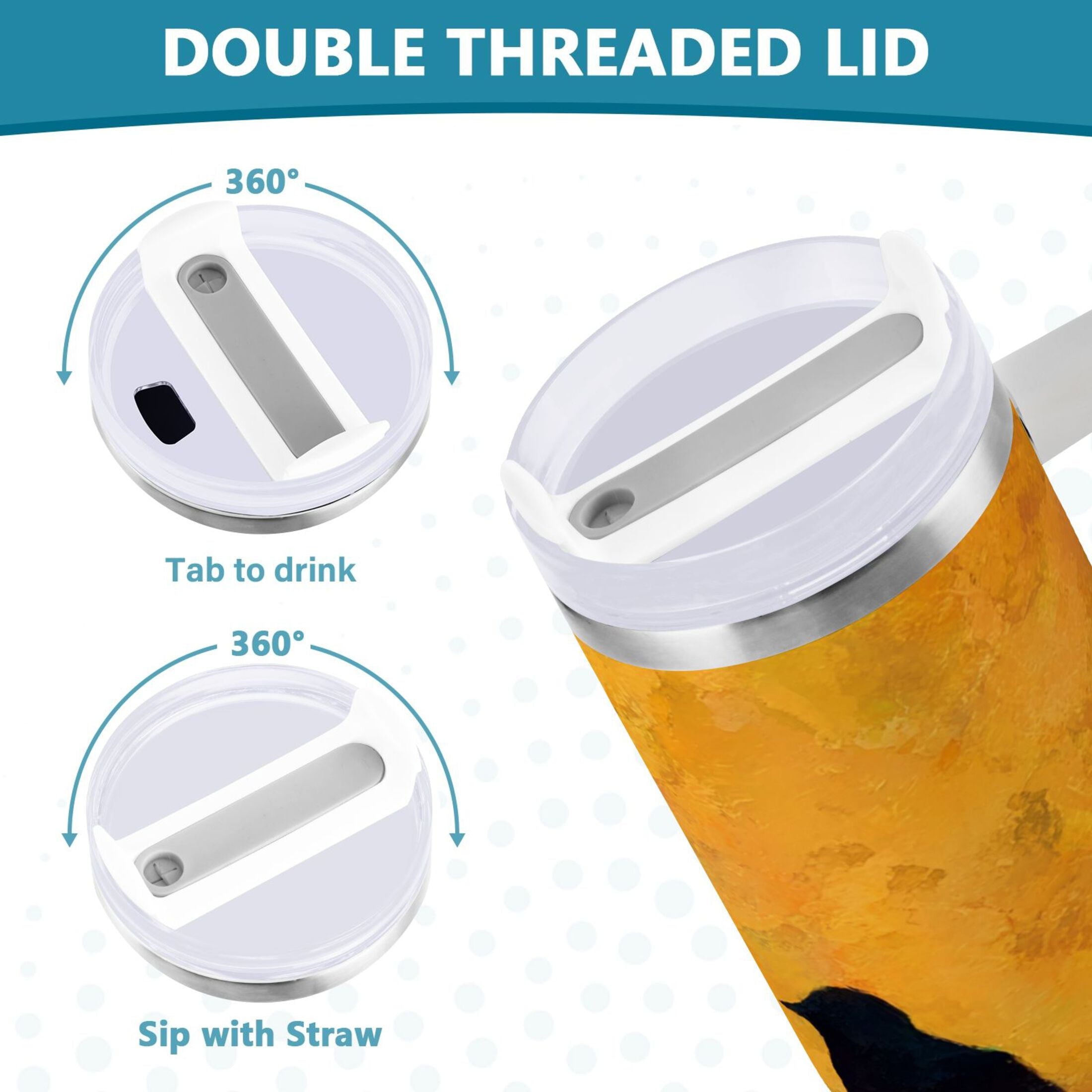30 oz Insulated Stainless Steel Tumbler Double Wall Stainless Steel Tumbler with 2-Way Drinking Birds on A Wire C613B
