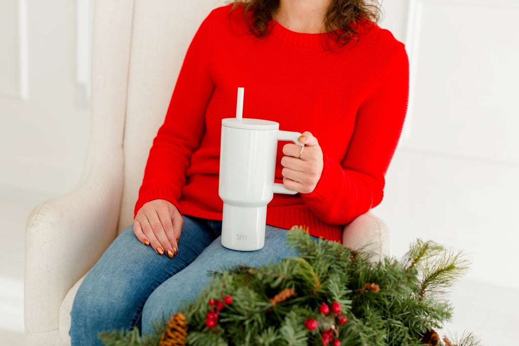 Simple Modern 30 fl oz Insulated Stainless Steel Trek Tumbler with Straw Lid | Seaglass Sage and Cream Checkmate C690P