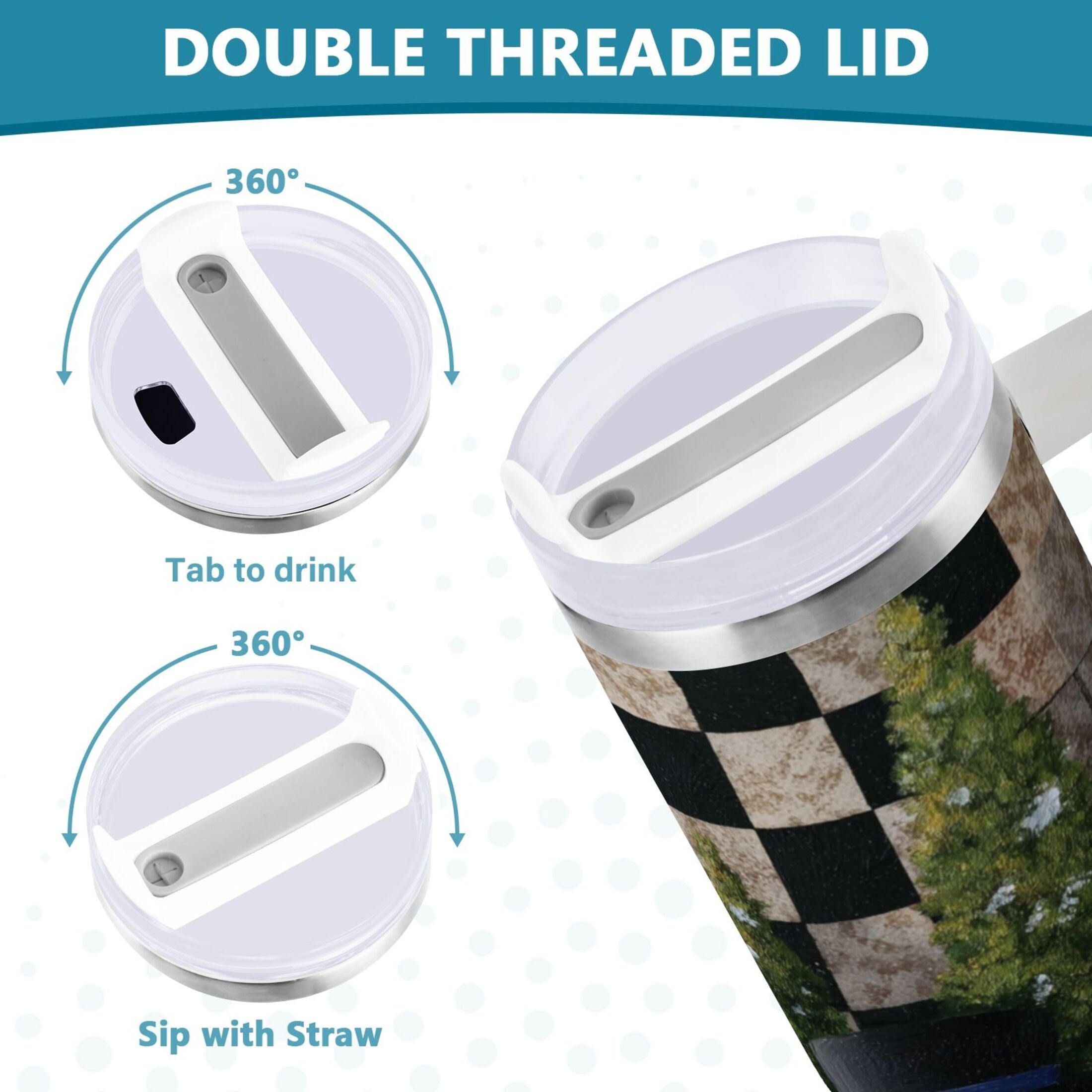 30 oz Insulated Stainless Steel Tumbler Double Wall Stainless Steel Tumbler with 2-Way Drinking Two Snowmen Pattern C501E
