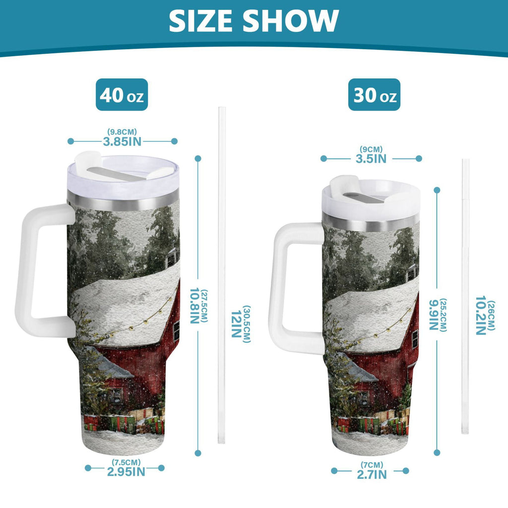 30 oz Insulated Stainless Steel Tumbler Double Wall Stainless Steel Tumbler with 2-Way Drinking Old Red Barn C592L