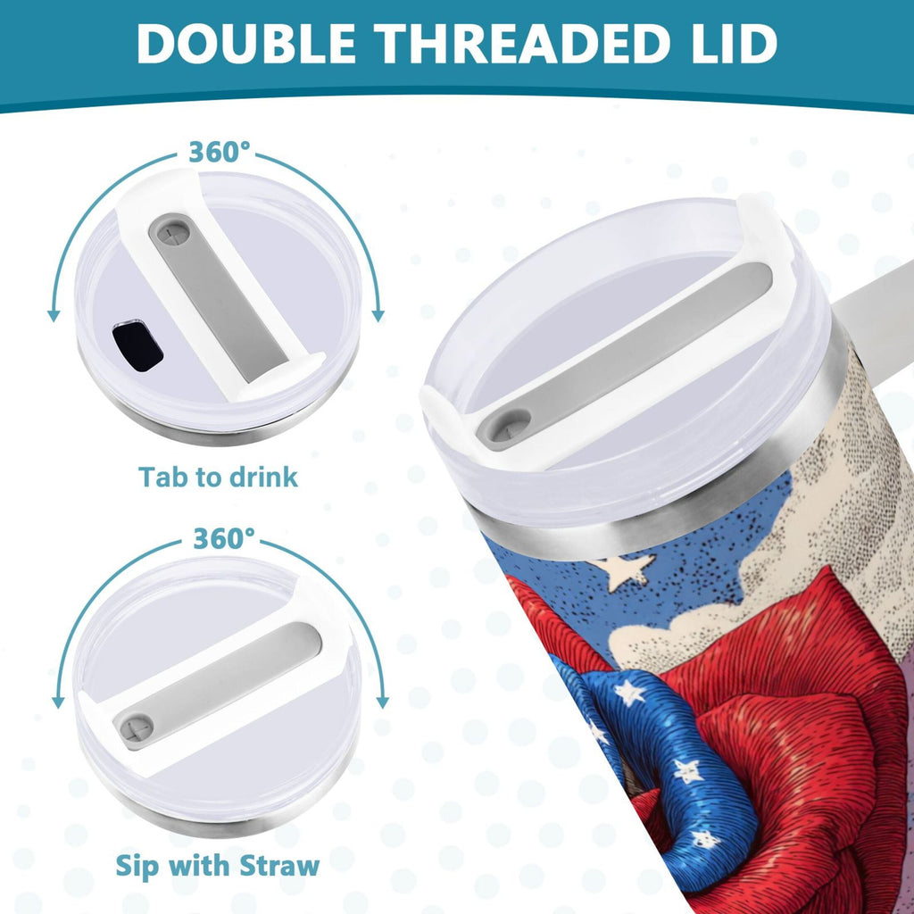 40 oz Insulated Stainless Steel Tumbler Double Wall Stainless Steel Tumbler with 2-Way Drinking Roses and Clouds C523J
