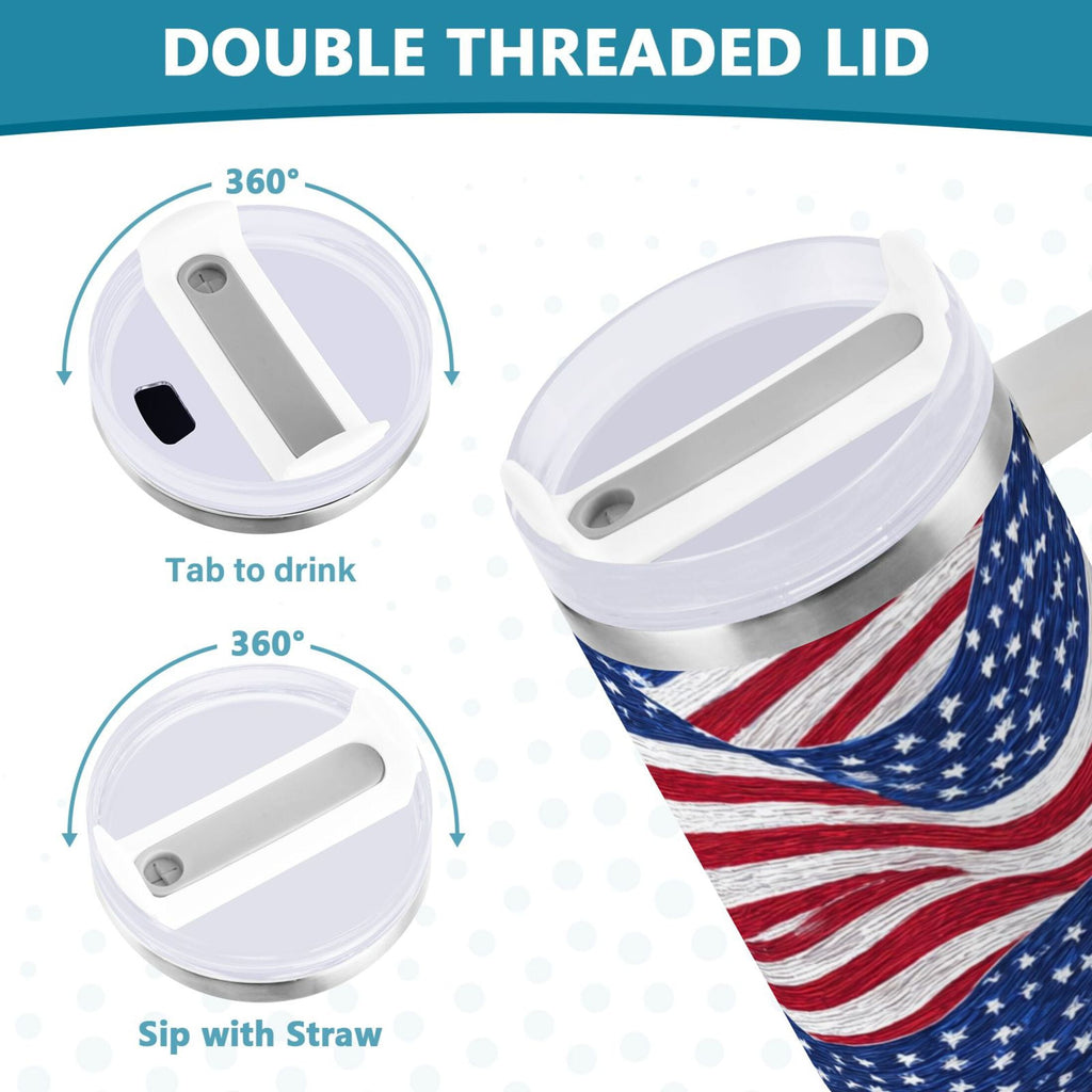 30 oz Insulated Stainless Steel Tumbler Double Wall Stainless Steel Tumbler with 2-Way Drinking Flags Wave Pattern C536M