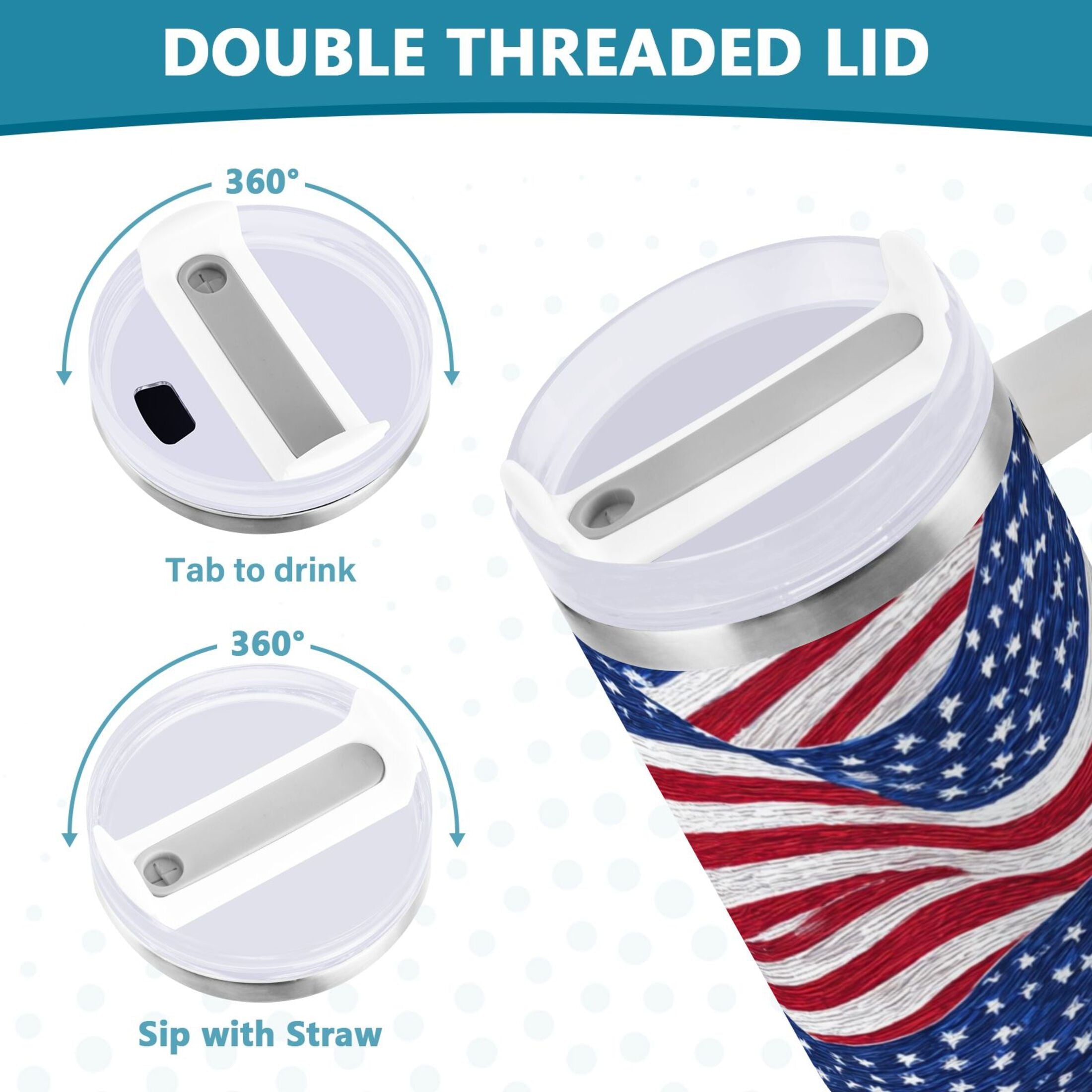 30 oz Insulated Stainless Steel Tumbler Double Wall Stainless Steel Tumbler with 2-Way Drinking Flags Wave Pattern C536M