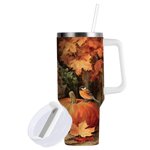 30 oz Insulated Stainless Steel Tumbler Double Wall Stainless Steel Tumbler with 2-Way Drinking Beautiful Fall Scene C610S