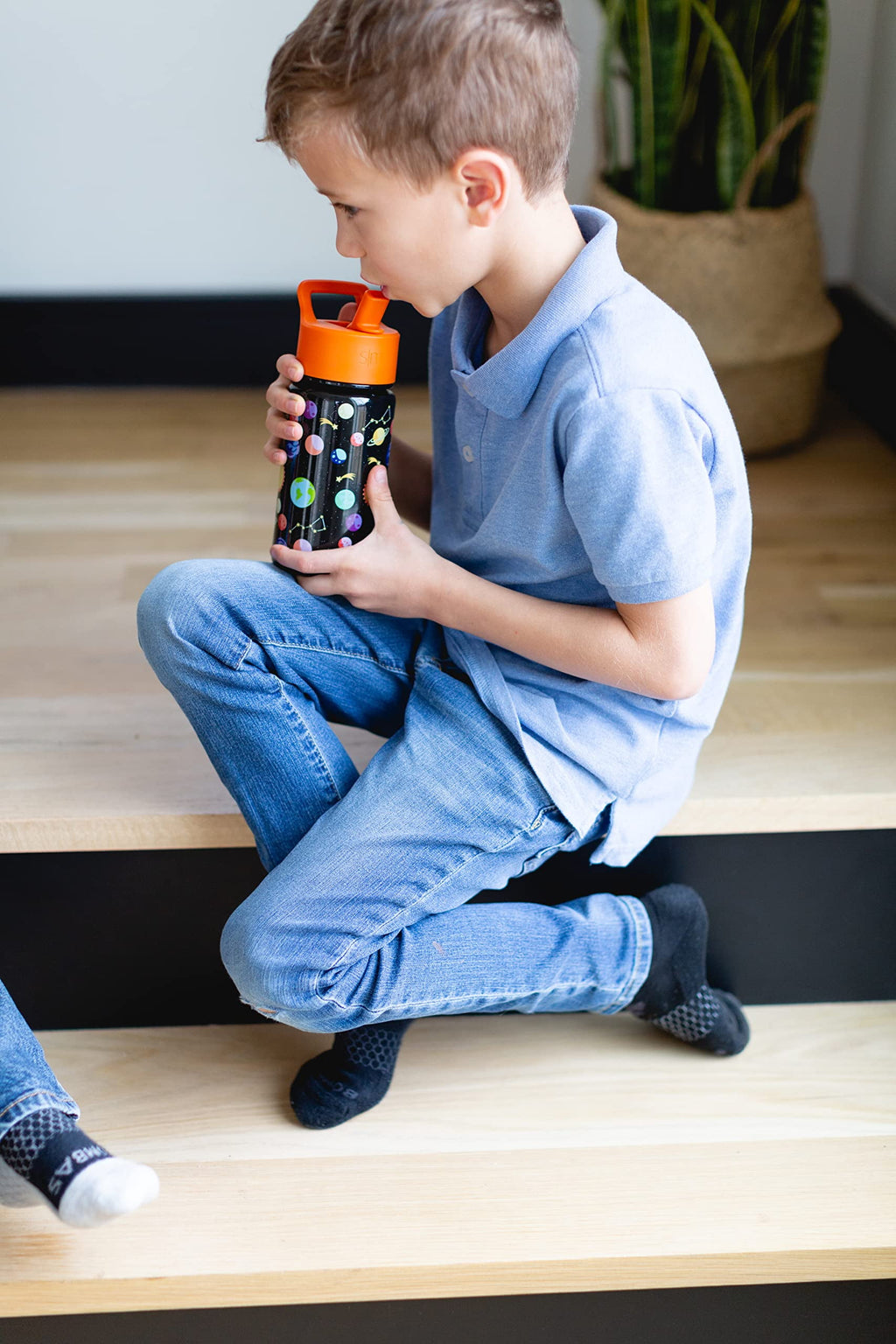 Simple Modern Blippi Kids Water Bottle with Straw Lid | Insulated Stainless Steel Reusable Tumbler for Toddlers, Girls | Summit Collection | 14oz, Blippi Space C689G