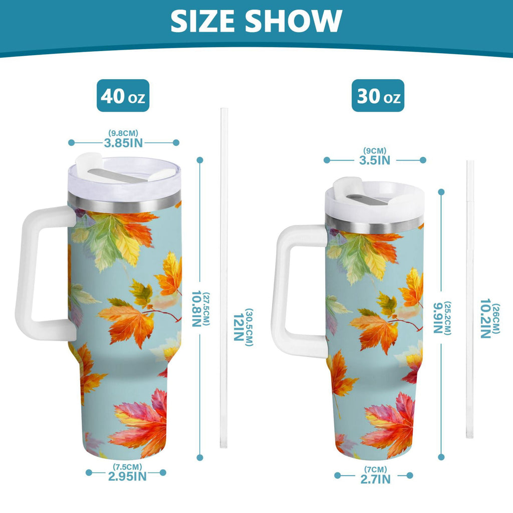 30 oz Insulated Stainless Steel Tumbler Double Wall Stainless Steel Tumbler with 2-Way Drinking Colorful Autumn Maple Leaves C616L