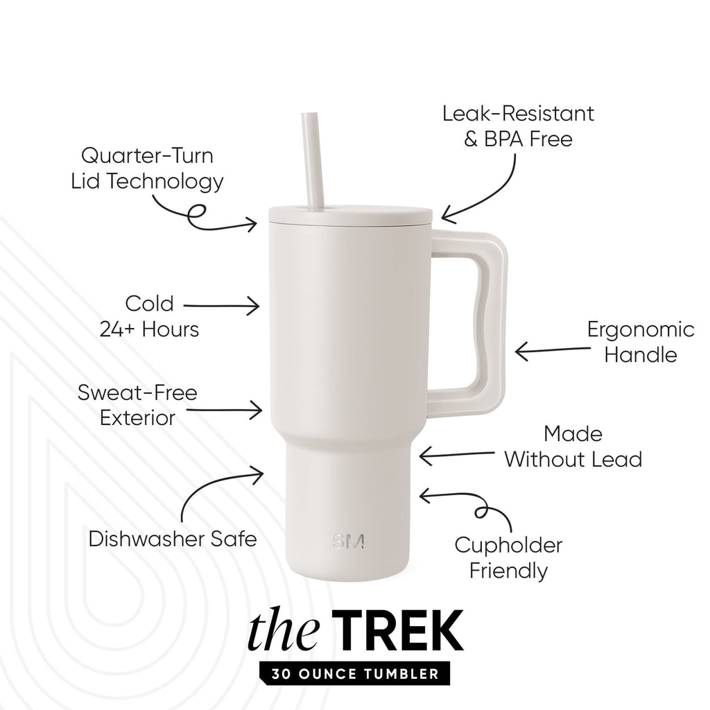 Simple Modern 30 fl oz Insulated Stainless Steel Trek Tumbler with Straw Lid | Seaglass Sage and Cream Checkmate C690P
