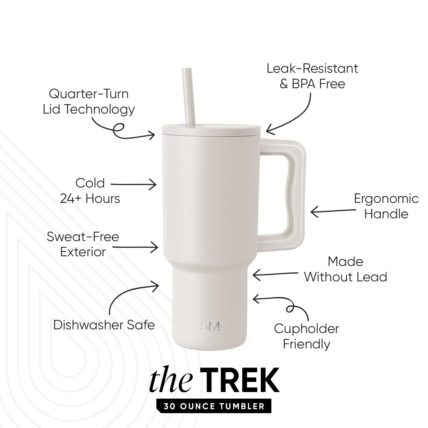 Simple Modern 30 fl oz Insulated Stainless Steel Trek Tumbler with Straw Lid | Seaglass Sage and Cream Checkmate C690P