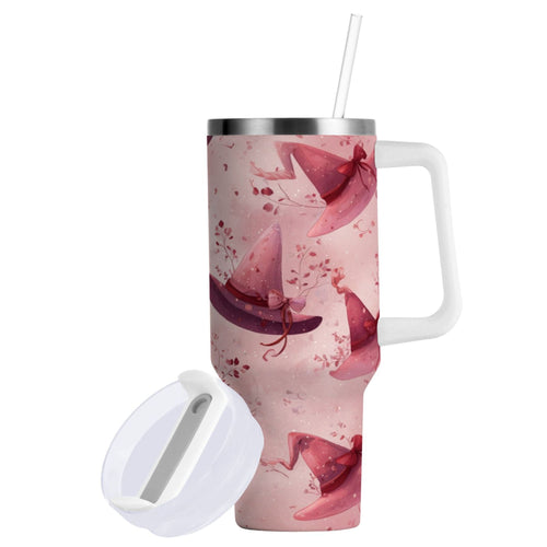 30 oz Insulated Stainless Steel Tumbler Double Wall Stainless Steel Tumbler with 2-Way Drinking Hats with Delicate Bows C679Y